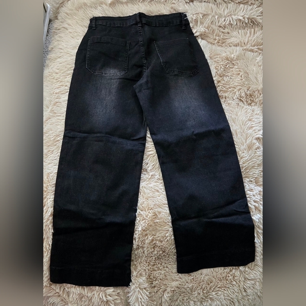 KUNMI Women's Wide Leg High Waisted Stretchy Straight Leg Jeans #1095 NWOT - Picture 3 of 12